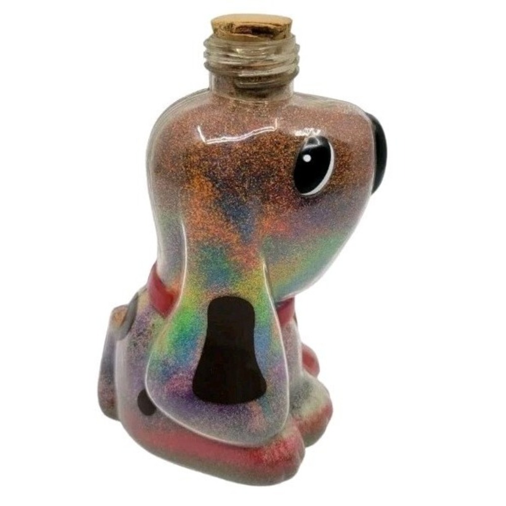 Colorful Sand Art Dog Bottle Dopamine Decor Layered Sand Figurine 6"